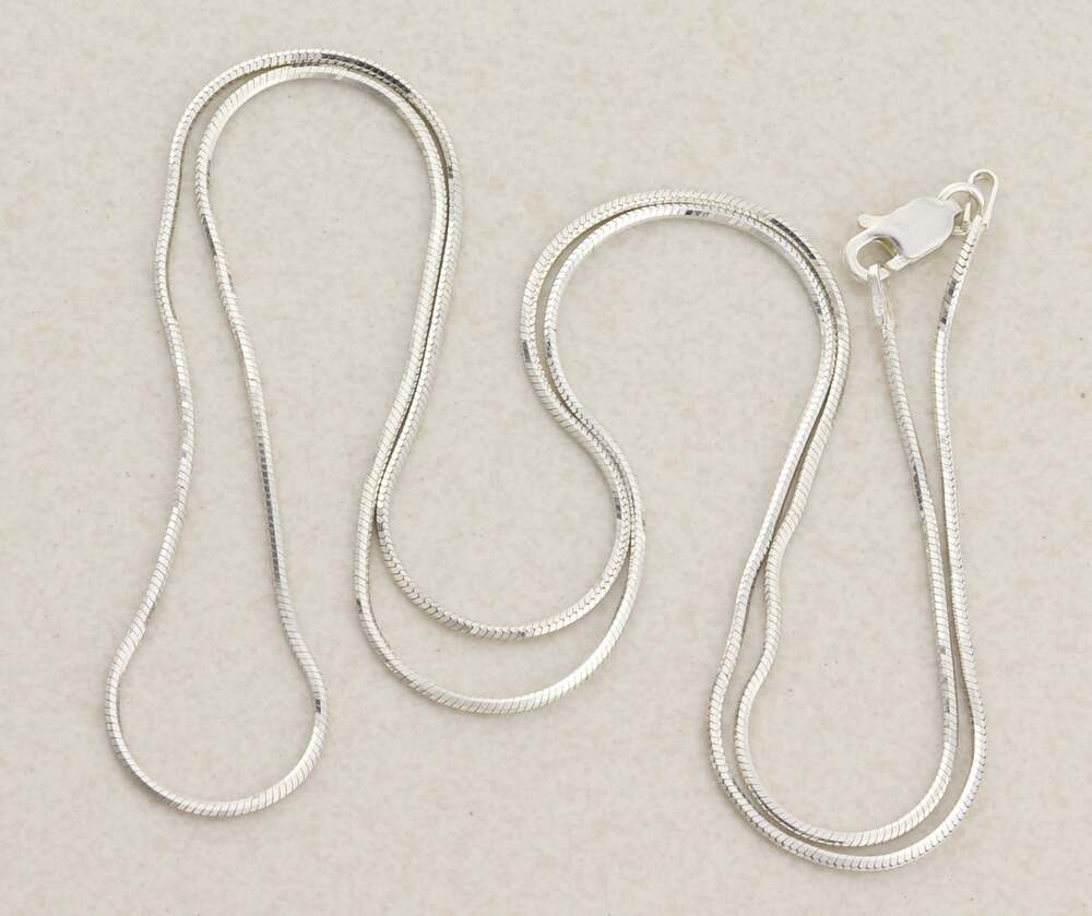 Sterling Silver Square Snake Chain Necklace Shiny 24" inch